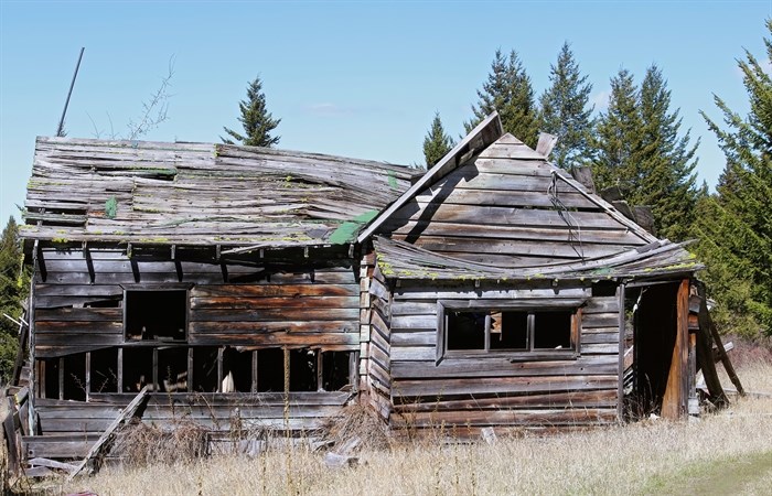 The old house in the backcountry near Kamloops looks ready to collapse. 