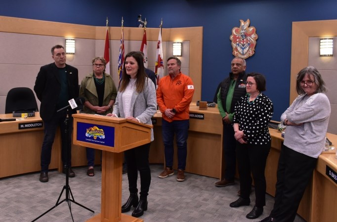 Kamloops city councillors hosted a press conference on March 17, 2023, to voice their opposition to the mayor's unilateral changes to council committee rosters.