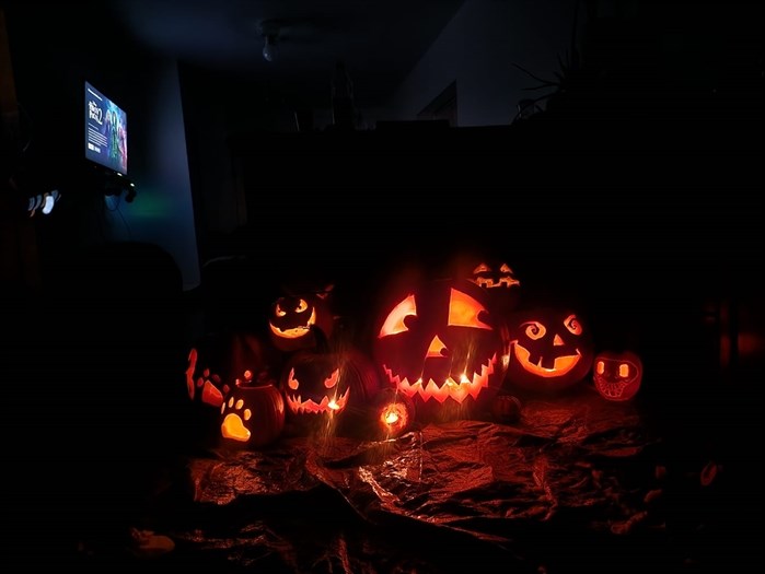 Claire Ellis made a whole family of pumpkins to brighten up her doorstep in Penticton. 