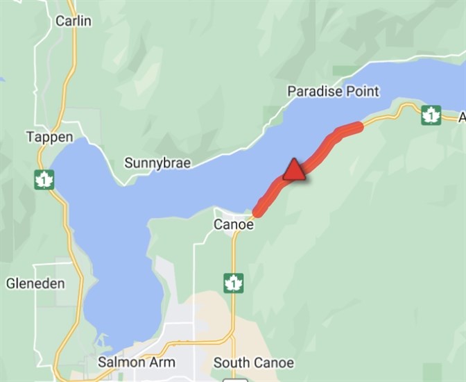 A map of the incident location on Trans-Canada Highway.
