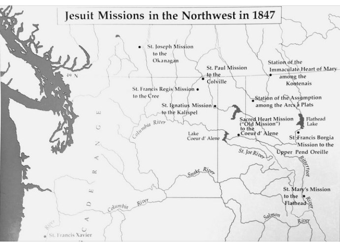 This is the map that David Gregory says was made by the Society of Jesus in 1847 showing St. Joseph's Mission at Summerland.