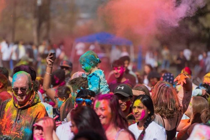 A colourful crowd is seen at Holi Festival in Kamloops. 