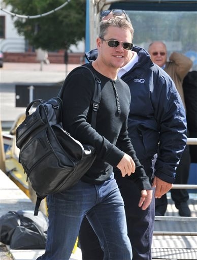 Matt Damon arrives at Venice Lido, Italy, Friday, Sept. 26, 2014.