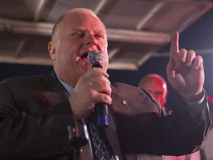 Toronto mayor Ford speaks to the crowd gathered for the annual Ford Fest event, Saturday, Sept. 27, 2014.