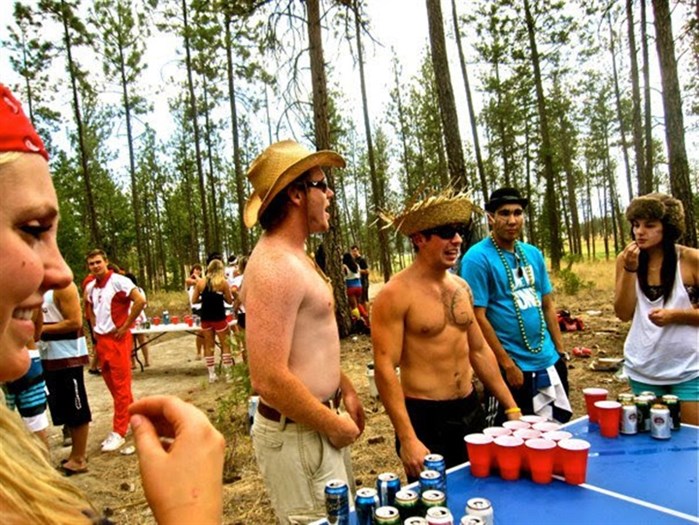 One of the beer pong tournaments held in the woods above the UBC Okanagan Kelowna campus.