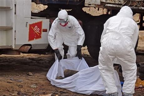 The body of a man found in the street in Monrovia is suspected of dying from the Ebola virus.