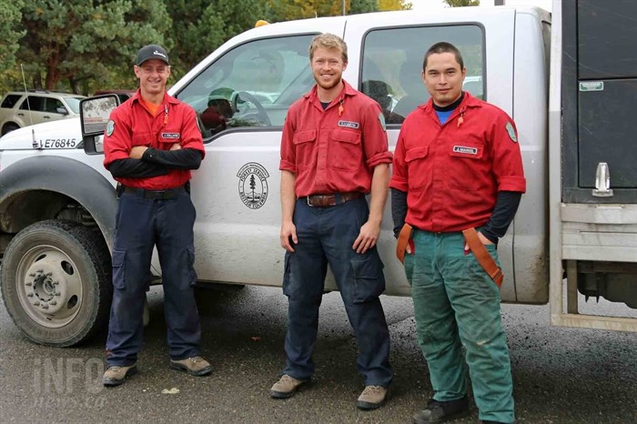 Jarvis Manuel, Thomas Martin and Jon Collavini wear their pride on their sleeves as wildland firefights with B.C. Wildfire.	