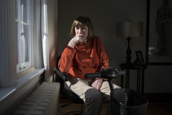 Linda Jarrett is pictured in her home in Kitchener, Ont. , on Tuesday, February 10, 2015. Jarrett, who suffers from multiple sclerosis, is one of the advocates who celebrated, and intends to take advantage of, The Supreme Court’s recent ruling that Canadian adults have the right to a doctor’s help in dying.