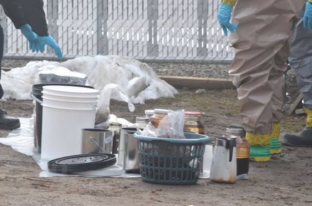 Lab investigators removed several jars of an amber coloured liquid from the basement of the Gypsy Bazaar. 