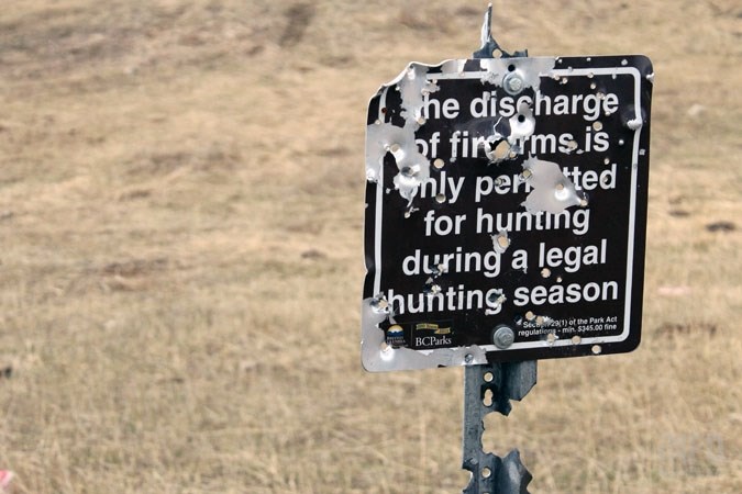 Signs are regularly used for target practice.