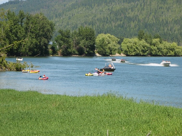 Boaters and floaters are seen on the Shuswap River near Enderby in this undated photo.
