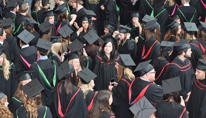 A sea of students wait to line up for their graduation ceremony at UBC’s Convocation, Friday, June 5, 2015.