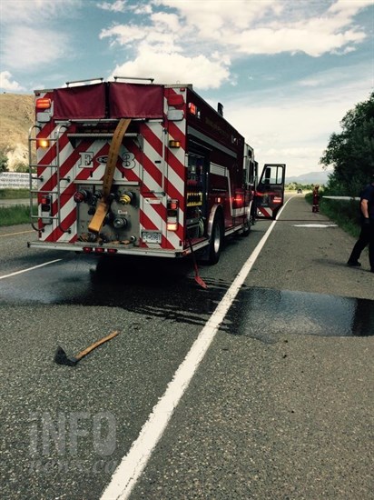 Kamloops Fire Rescue attended the scene of a grass fire near Pat Road and Highway 1 today, June 11, 2015.