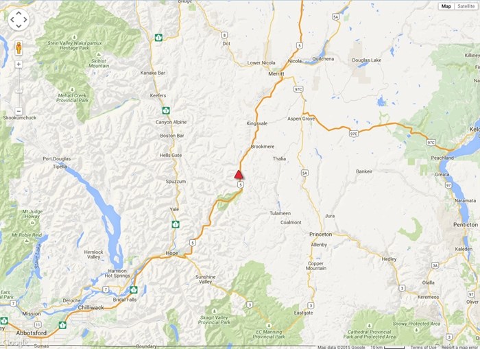The Coquihalla Highway is closed in both directions between Merritt and Hope.