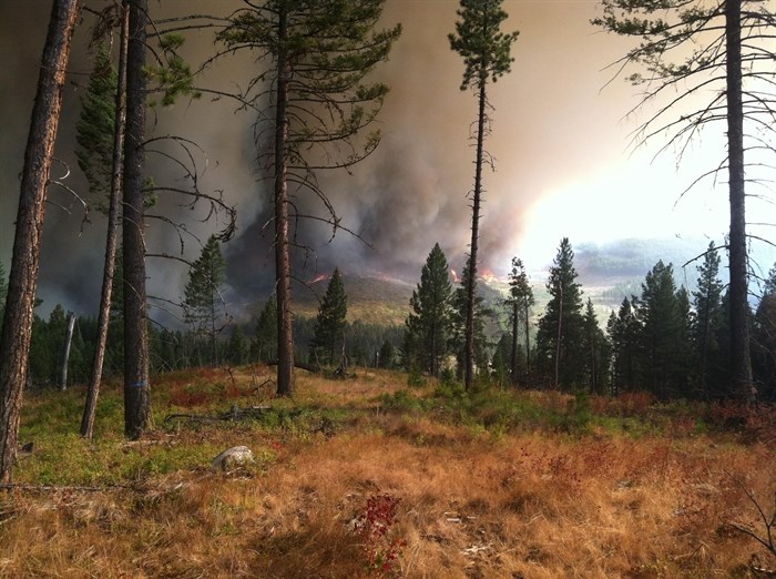 The Stickpin Fire burning in Washington State is pictured in this contributed photo taken on Aug. 14, 2015. 
