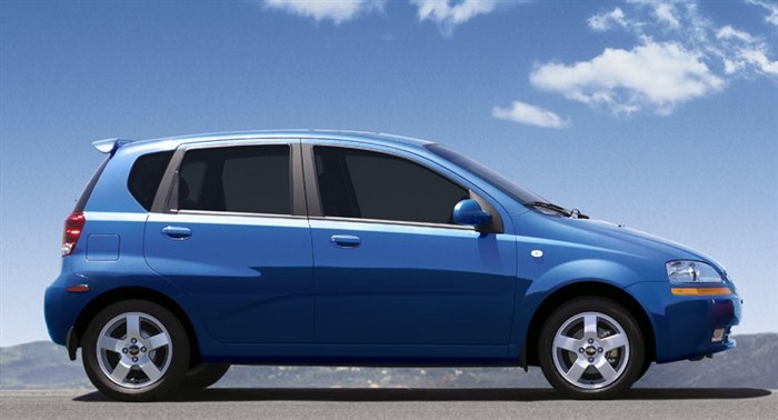 RCMP are on the lookout for a blue, 2006 Chevrolet Aveo similar to the one in the photo, which was hijacked from a pizza delivery man in Kamloops, Thursday, Sept. 3, 2015.