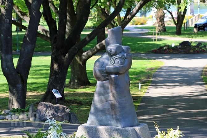 Art sculptures are scattered along the Rivers Trail in Kamloops.