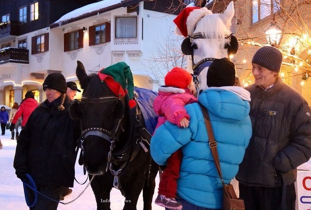 Even the horses get in the holiday spirit at Sun Peaks during Santa's Alpine Visit.