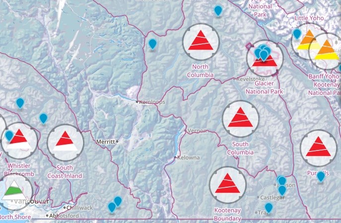 Avalanche Canada is calling for a high risk of avalanche throughout much of B.C. right now.