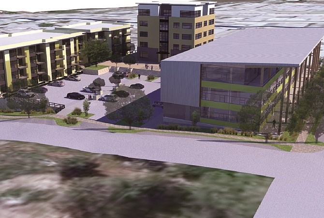 An artist's rendition of the proposed West Kelowna civic centre project is pictured in this contributed image.