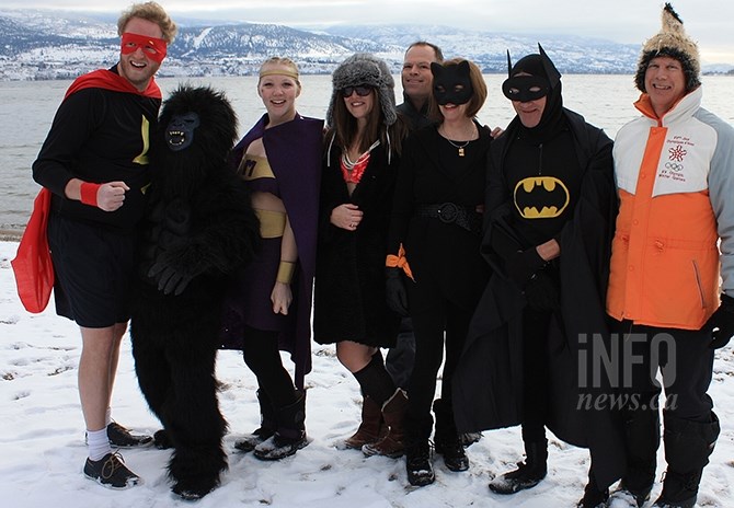 A superheros theme was noticeable at this year's polar bear dip in Summerland.
