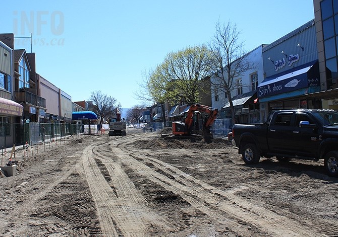 The 200-block of Main Street in downtown Penticton is currently under construction as part of a revitalization project.