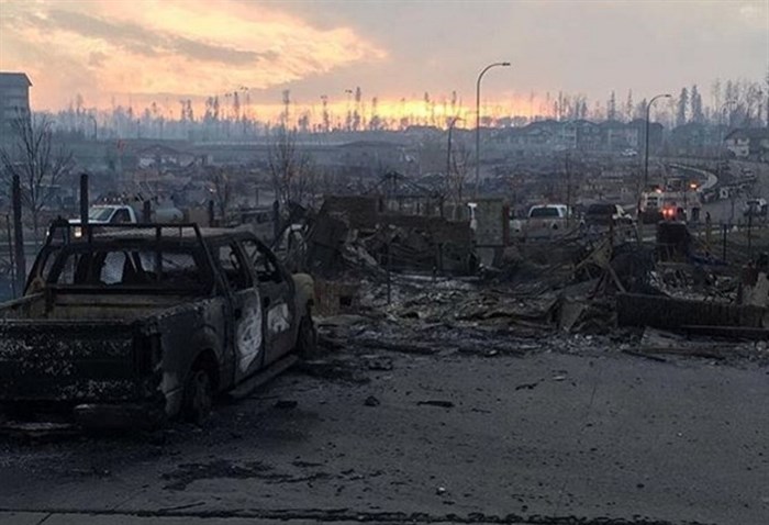 A wildfire has destroyed much of this Fort McMurray neighbourhood.
