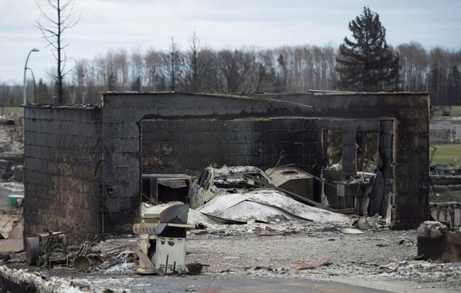 FILE PHOTO - A burned-out car is seen in a destroyed garage in the Beacon Hill neighbourhood in Fort McMurray, Alta., on Monday, May 9, 2016. 