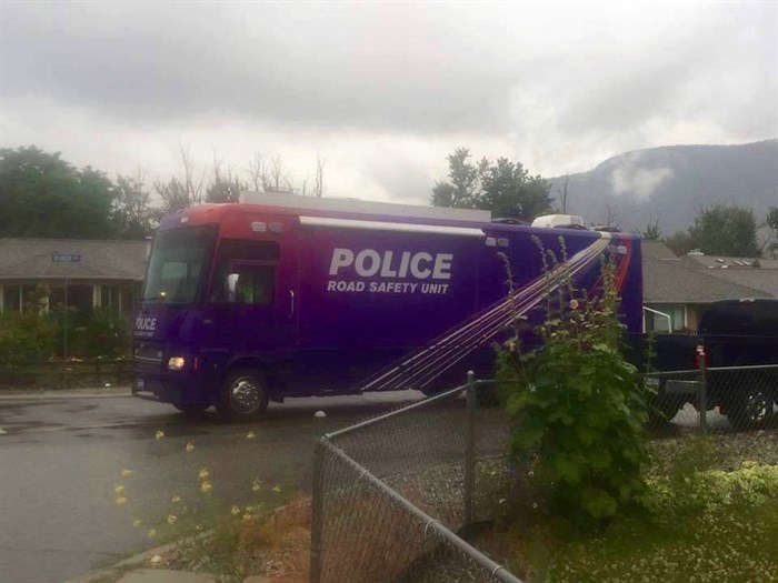 One of the police vehicles used during a massive search in Penticton, Saturday, June 18, 2016.
