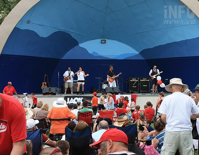 Citizens packed Gyro Park Friday afternoon to enjoy Canada Day celebrations. On stage in photo is Jack and Jill