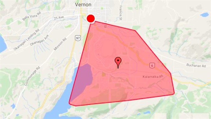 Close to 2,000 customers lost power Sept. 2, 2016 in Vernon and Coldstream. 