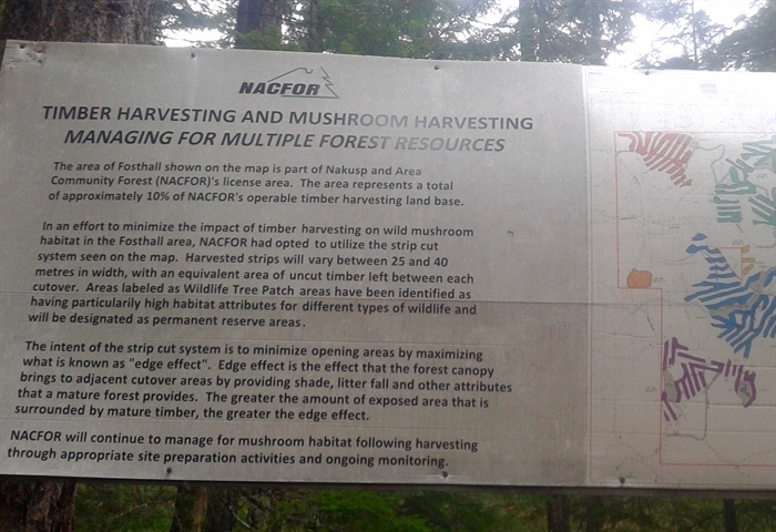 Pictured is a sign posted by a logging company.