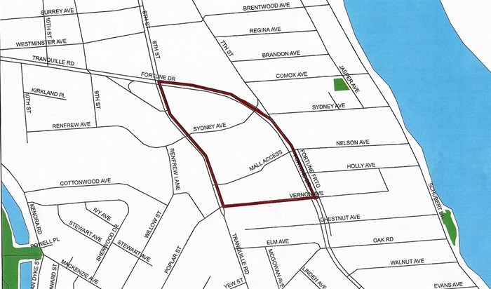 The Northlls red zone is the area bordered by Vernon Avenue to the south, Tranquille Road to the west and Fortune Drive to the east and the north.