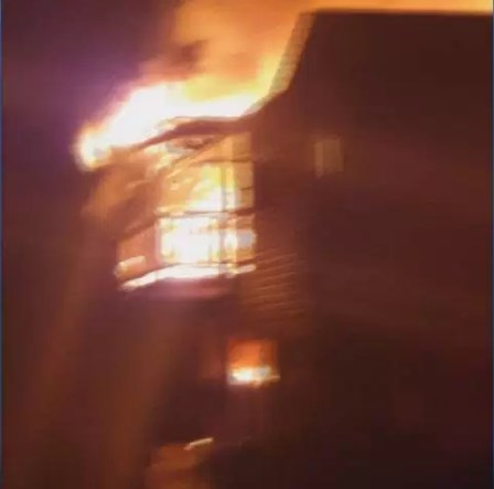 This image is a still frame from a video taken while the Kelowna home was engulfed in flames. 