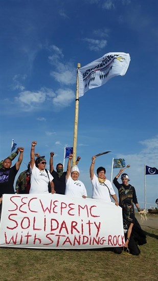 In August, Vernon rally organizer Jody Leon travelled to the demonstrations in Cannon Ball, North Dakota. She is seen in this photo standing second from the right. 