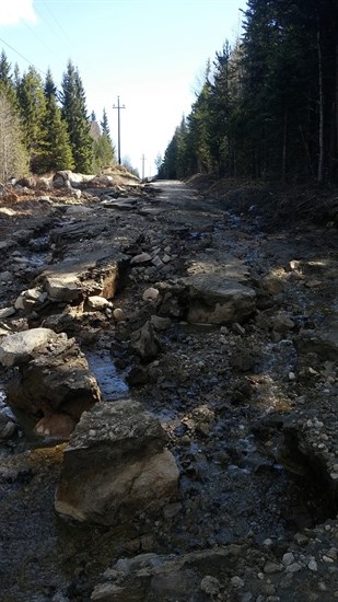 Chute Lake Road after a washout earlier this month.