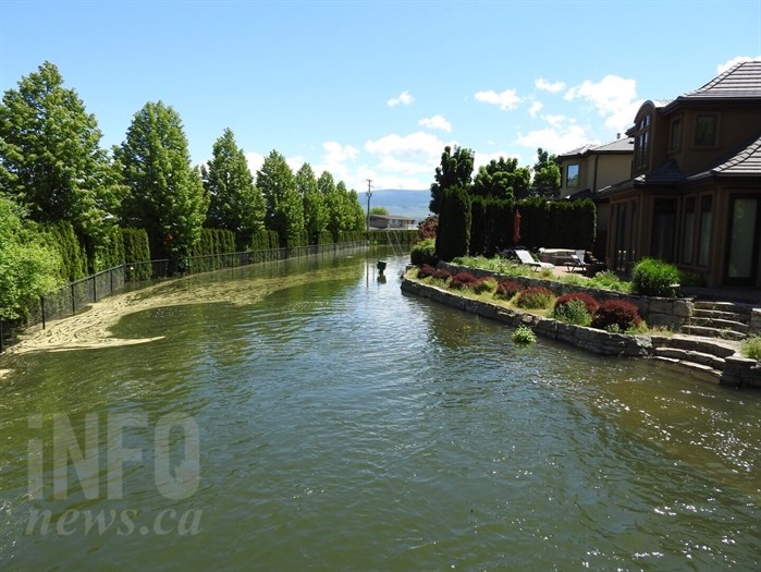 Water levels in the Green Bay canal in West Kelowna threaten nearby homes, Friday, June 2, 2017.