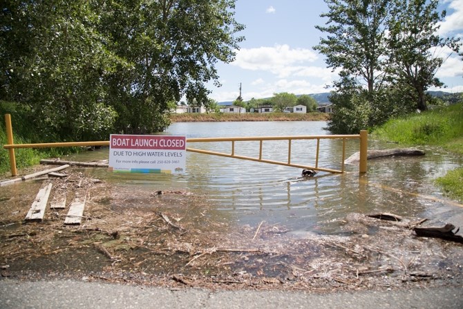 The City of Kamloops closed the boat launch at McArthur Island Park due to high water. 