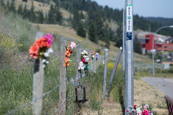 The bus stop Jennifer Gatey was headed to is still marked by the community in her memory more than six months after the hit-and-run incident.
