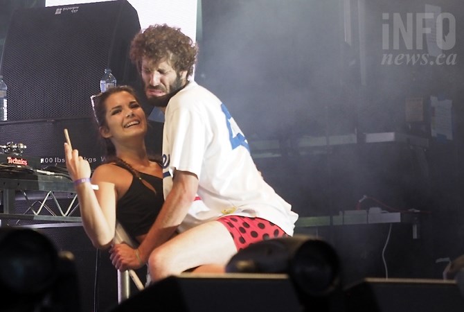 Lil' Dicky brought a fan onstage during his set at Centre of Gravity 2017.