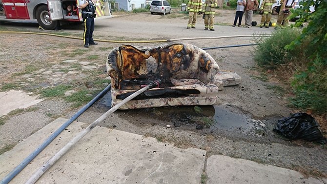 Firefighters were able to quench the blaze, which burned a couch in the residence's garage.