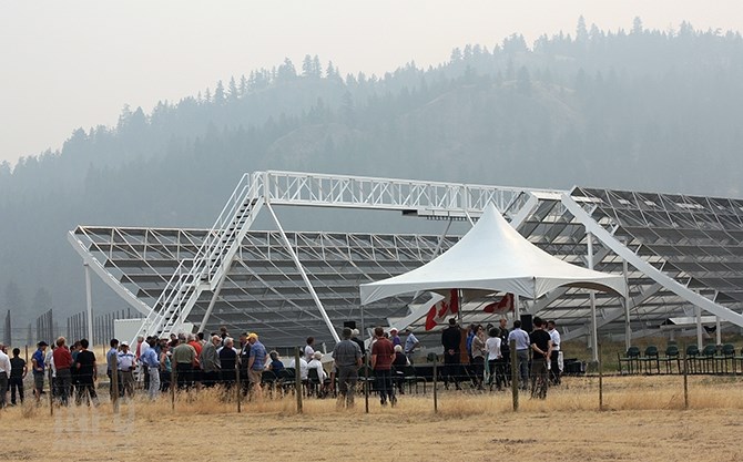 A crowd of approximately 75 gathered to witness the commissioning of the CHIME radio telescope this afternoon, Sept. 7, 2017.
