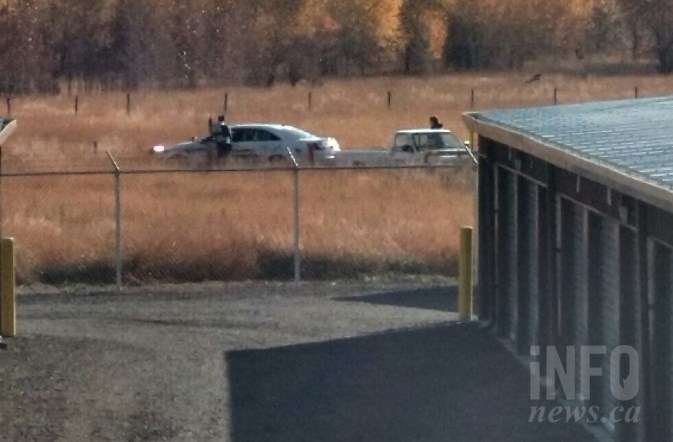 Kamloops RCMP responding to a shooting at the G & M Trailer Park.