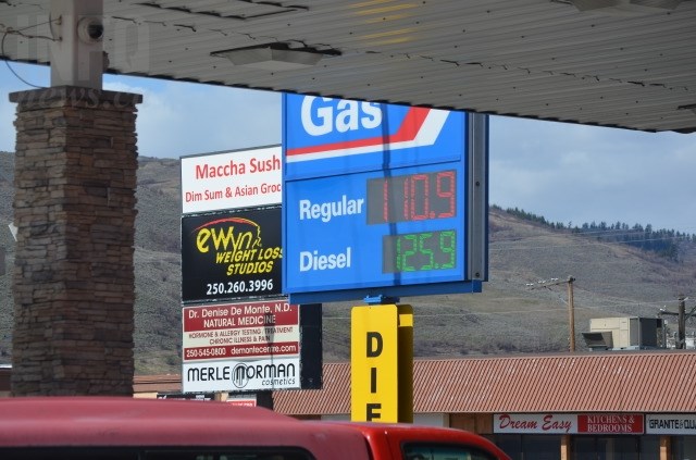 Gas at 110.9 cents/litre in Vernon April 4, 2018. 