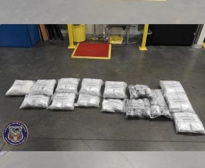 Methamphetamines seized at at the Pacific Highway Border crossing, December 1, 2018. 