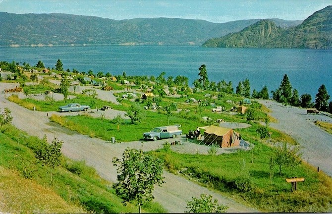 Okanagan Lake Provincial Park in the early 1960s, without a pickup truck, tent trailer or RV in sight.