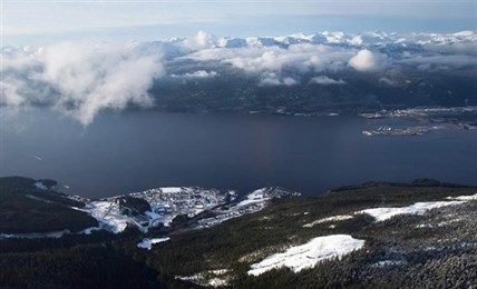 The Haisla First Nation's Kitimaat Village is seen in an aerial view along the Douglas Channel near Kitimat, B.C., on January 10, 2012. 