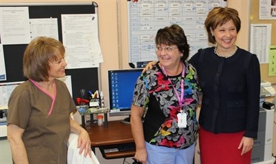Premier Christy Clark visited with Penticton Regional Hospital staff and patients today before attending a press conference.