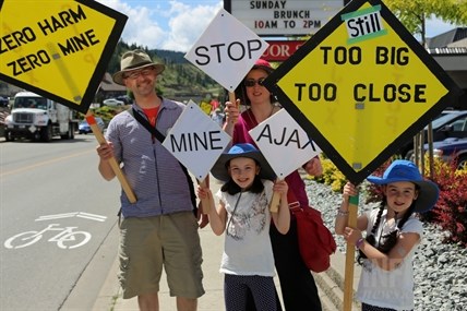 Protesters pickets outside each of the Ajax Mine open houses this week.