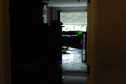 Extensive water damage inside unit 108 after a kitchen fire Tuesday morning.